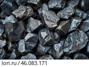 Pile of hematite iron ore rocks forming a textured background. Стоковое AI-изображение, AI-художник Иван Рябоконь / Фотобанк Лори
