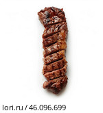 Sizzling grilled picanha steak sliced and ready to serve on white background. Стоковое AI-изображение, AI-художник Иван Рябоконь / Фотобанк Лори