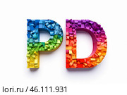 Colorful 3d letters with geometric design. Стоковое AI-изображение, AI-художник Иван Рябоконь / Фотобанк Лори