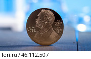 Moscow January 30 2025, Nobel Prize winners 2025. 2025 Nobel Prize was awarded to group of scientists for revolutionary discovery. Their work made it possible to significantly accelerate development. Редакционное фото, фотограф Скрипачев Антон / Фотобанк Лори
