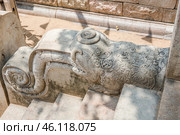 Лунный камень и лестница храма Шри Маха Бодхи в Анурадхапуре, Шри-Ланка (2012 год). Стоковое фото, фотограф Анна Ефимова / Фотобанк Лори