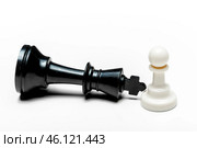 Chess game or chess pieces on white background. Стоковое фото, фотограф Сергей Толмачёв / Фотобанк Лори