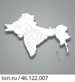3d isometric map of British Raj Indian Empire isolated with shadow. Стоковая иллюстрация, иллюстратор Максим Гребешков / Фотобанк Лори