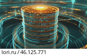 Futuristic rotating server database transferring big data information. Стоковое AI-видео, аниматор Юрий Поздников / Фотобанк Лори