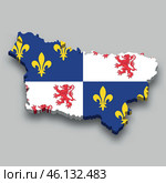 3d isometric Map of Picardy is a region of France. Стоковая иллюстрация, иллюстратор Максим Гребешков / Фотобанк Лори