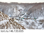 Город Тобольск. Дома в овраге  зимой. Улица Вершина (2015 год). Стоковое фото, фотограф Александр Тараканов / Фотобанк Лори