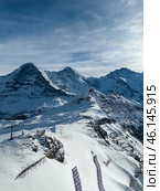 Eiger, Monch and Jungfrau Mountains. Switzerland. Aerial View. Стоковое фото, фотограф Максим Забаровский / Фотобанк Лори