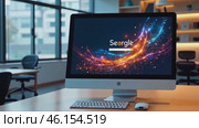 Computer monitor with the word Searlele on it. Стоковое AI-видео, аниматор Sergey Grishin / Фотобанк Лори