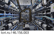 Server Room Network Cables Pulsing with Blue Light. Стоковое видео, видеограф Данил Руденко / Фотобанк Лори