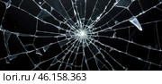 Shattered glass background broken window crack overlay damaged transparent texture destruction pattern impact fracture reflective abstract light transparent pieces isolated closeup sharp splinters. Стоковое фото, фотограф Павел Муравьев / Фотобанк Лори