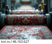 Automatic washing and cleaning of carpets. Industrial line for washing carpets. Стоковое AI-изображение, AI-художник Евгений Ткачёв / Фотобанк Лори