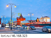 Город Тобольск. Улица Семена Ремезова при вечернем освещении (2015 год). Стоковое фото, фотограф Александр Тараканов / Фотобанк Лори