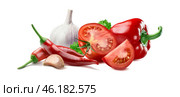 Tomato garlic chili pepper parsley hot sauce ingredients 2. Стоковое фото, фотограф Катерина Ковалева / Фотобанк Лори