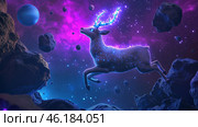 Космическая антилопа. Стоковое AI-изображение, AI-художник Дмитрий Давыдов / Фотобанк Лори