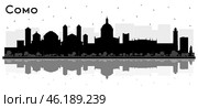 Como Italy City Skyline Silhouette with Black Buildings and reflections Isolated on White. Business Travel and Concept with Historic Architecture. Como Cityscape with Landmarks. Стоковая иллюстрация, иллюстратор Игорь Сорокин / Фотобанк Лори