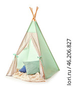Cozy play tent for kids on white background. Стоковое фото, фотограф Pixel_shot / Фотобанк Лори