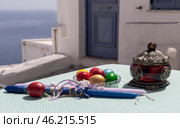 Easter composition with candles and eggs. Стоковое фото, фотограф Татьяна Ляпи / Фотобанк Лори