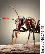 Macro photography insect ant close up. Стоковое AI-изображение, AI-художник Наталья Симакова / Фотобанк Лори