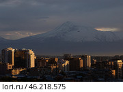 Beautiful view of the city of Yerevan and Mount Ararat from Cascade, Armenia. Стоковое фото, фотограф Evgenia Shevardina / Фотобанк Лори