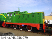 Тепловоз ТГМ1-929. Брестский музей железнодорожной техники, Брест, Беларусь (2020 год). Редакционное фото, фотограф Алексей Иванов / Фотобанк Лори