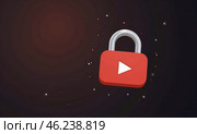 Видеохостинг YouTube заблокирован. Замок с логотипом Ютуб. Стоковое AI-изображение, AI-художник Илья Старков / Фотобанк Лори