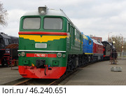 Тепловоз М62-1003, Брестский музей железнодорожной техники, Беларусь (2020 год). Редакционное фото, фотограф Алексей Иванов / Фотобанк Лори