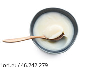 Bowl with lard on white background. Стоковое фото, фотограф Pixel_shot / Фотобанк Лори