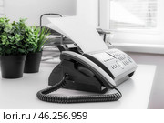 Black fax machine tool close up, business concept. Стоковое фото, фотограф Сергей Толмачёв / Фотобанк Лори