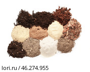 Heaps of different soils on white background. Стоковое фото, фотограф Pixel_shot / Фотобанк Лори