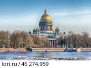 Исаакиевский собор в солнечный весенний день. Санкт-Петербург, 2023 год. Редакционное фото, фотограф Дмитрий Мельников / Фотобанк Лори