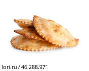 Tasty meat empanadas on white background. Стоковое фото, фотограф Pixel_shot / Фотобанк Лори