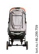 Modern baby stroller on white background. Стоковое фото, фотограф Pixel_shot / Фотобанк Лори