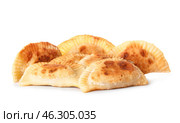 Delicious meat empanadas on white background. Стоковое фото, фотограф Pixel_shot / Фотобанк Лори