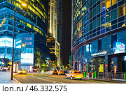Бизнес-центр "Москва-Сити". Ночной вид (2024 год). Стоковое фото, фотограф Александр Тараканов / Фотобанк Лори