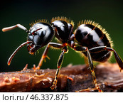 Macro photography insect ant close up. Стоковое AI-изображение, AI-художник Наталья Симакова / Фотобанк Лори