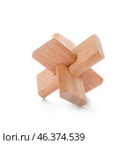 Wooden puzzle on white background. Стоковое фото, фотограф Pixel_shot / Фотобанк Лори