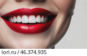 Beautiful Smile. Female smiling, perfect white teeth, close up. Healthy smiles. Perfect teeth of smiling young woman on a white background. Whitening. Dental clinic patient. Oral care, dentistry. Стоковое AI-видео, аниматор Марина Демидюк / Фотобанк Лори