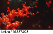 study of the intricate structures of white blood cells, haemoglobin and red blood cells in the microscopic life of the circulatory system illuminated in bright red hues in a dark environment. Стоковое AI-видео, аниматор Оксана Медведева / Фотобанк Лори