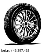 Car wheel isolated on a white background. Стоковая иллюстрация, иллюстратор Константин Григорьев / Фотобанк Лори