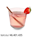 Glass of tasty cosmopolitan cocktail on white background. Стоковое фото, фотограф Pixel_shot / Фотобанк Лори