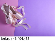Ballet shoes on color background. Стоковое фото, фотограф Pixel_shot / Фотобанк Лори