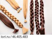Many hair strands on light background. Concept of donation. Стоковое фото, фотограф Pixel_shot / Фотобанк Лори