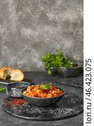 Bowl with tasty pasta and beans on table. Стоковое фото, фотограф Pixel_shot / Фотобанк Лори