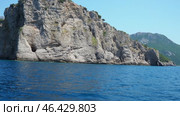 Vasilina Pecina cave, beach Tri Kralja Three kings, beach Kraljicina King beach Bar Montenegro. Hills, inaccessible rocks. Flysch, marine sedimentary rocks, lithological layers. Adriatic Mediterranean (2024 год). Стоковое видео, видеограф Юлия Петровская / Фотобанк Лори