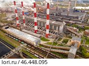 Smoke from the pipes of a metallurgical plant. View from above. Стоковое фото, фотограф Евгений Ткачёв / Фотобанк Лори
