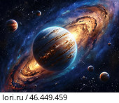 Небесный парад планет. Стоковое AI-изображение, AI-художник Руслан Лесков / Фотобанк Лори