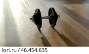 Barbell in the gym at dawn with a pred workout. Стоковое фото, фотограф Igor Skripachev / Фотобанк Лори