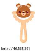 A baby rattle with a handle. A rattle with a cartoon bear for kids. A gift for newborns. Стоковая иллюстрация, иллюстратор Светлана  Громак / Фотобанк Лори