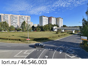 Moscow, Russia - Sept 20. 2024. 6 microdistrict of Zelenograd. Overground pedestrian crossing. Редакционное фото, фотограф Володина Ольга / Фотобанк Лори