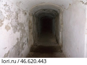 Подземная потерна одного из береговых укреплений периода второй мировой войны. An underground postern of one of the coastal fortifications of the Second World War period. (2012 год). Стоковое фото, фотограф Татьяна Д / Фотобанк Лори